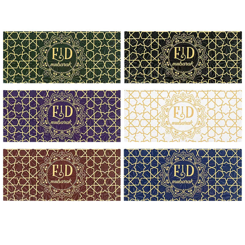 6pcs Eid Mubarak Cash Envelopes Money Cards Paper Bag 2025 Ramadan Islamic Muslim Festival Party Decor Supplies Eid Al-fitr Gift