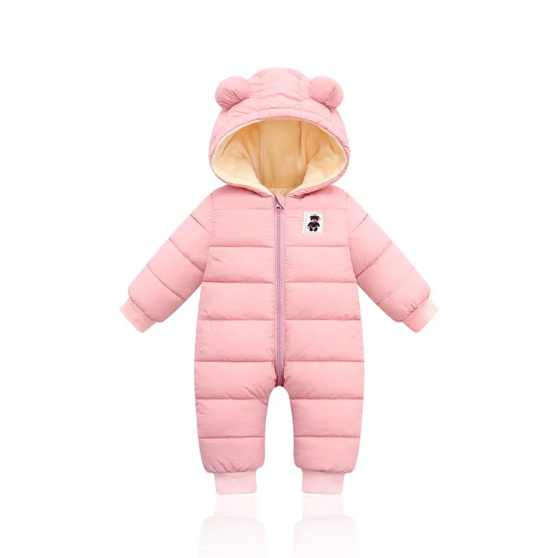 Baby Clothes Winter Thick Warm Jumpsuit Infant Boys Rompers Hooded Outdoor Clothing Cotton Down Jacket Girls Casual Jumpsuits