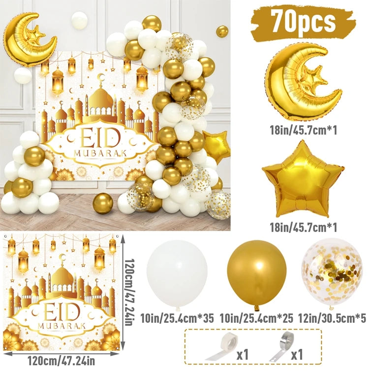 Eid Mubarak Balloon Background Ramadan Kareem Decoration 2024 Ramadan Mubarak Muslim Islamic Party Supplies Eid Al Adha Gifts