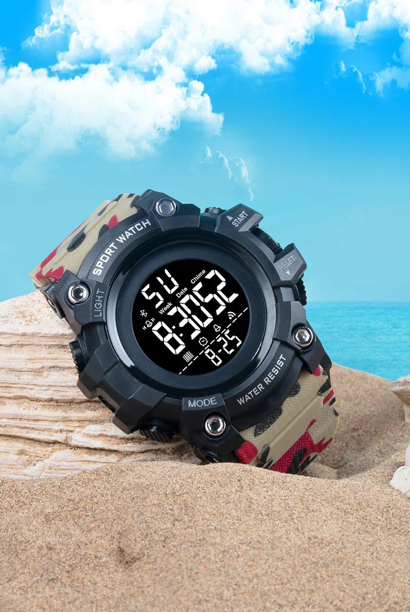 YIKAZE Men's Sport Watch Multifunction Military Sports Men Watch Clock Big Dial Digital watches Waterproof Electronic Wristwatch