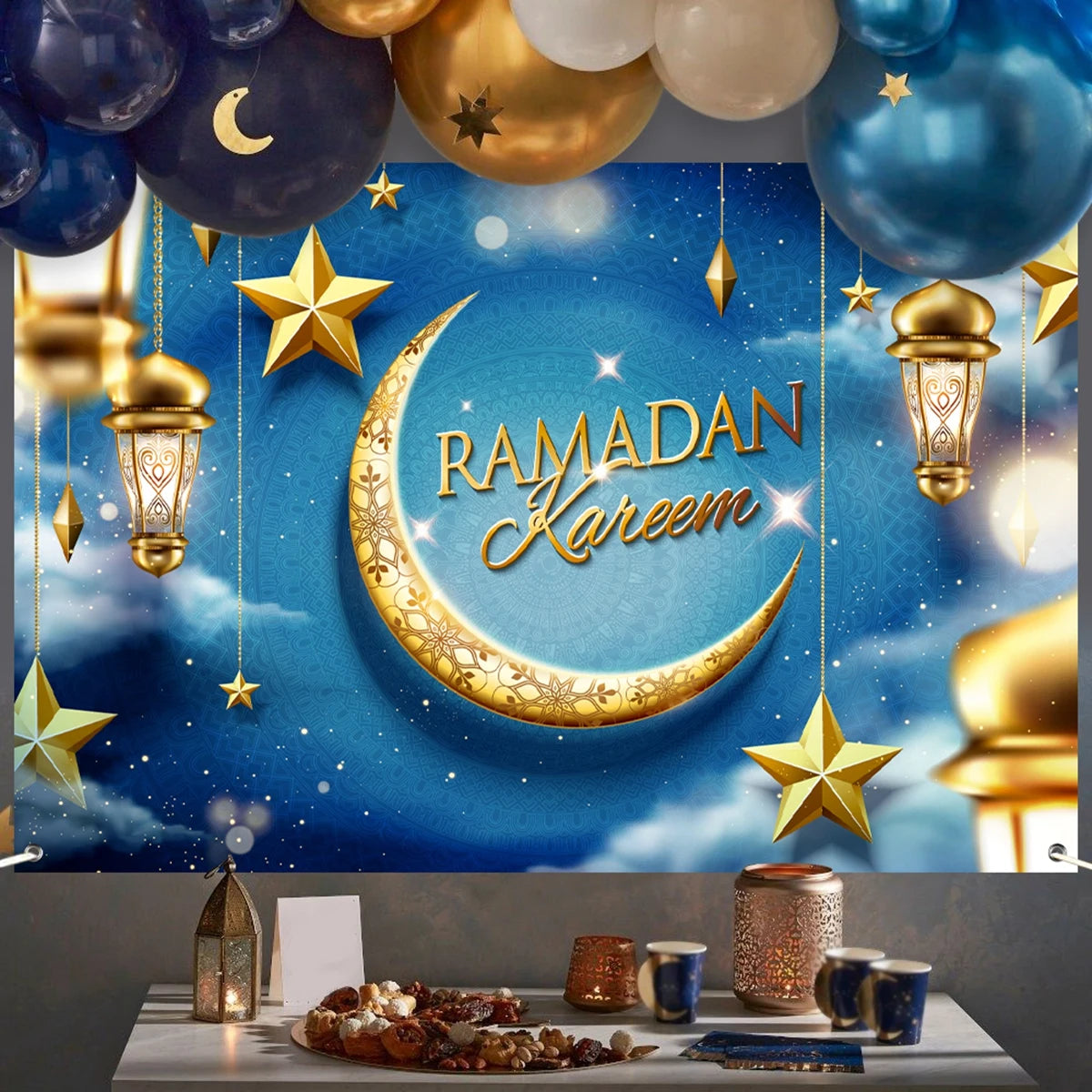 Eid Background Eid Mubarak Ramadan Kareem Backdrop Islam Muslim Party Supplies Eid Al-fitr Gift Ramadan Decoration For Home 2025