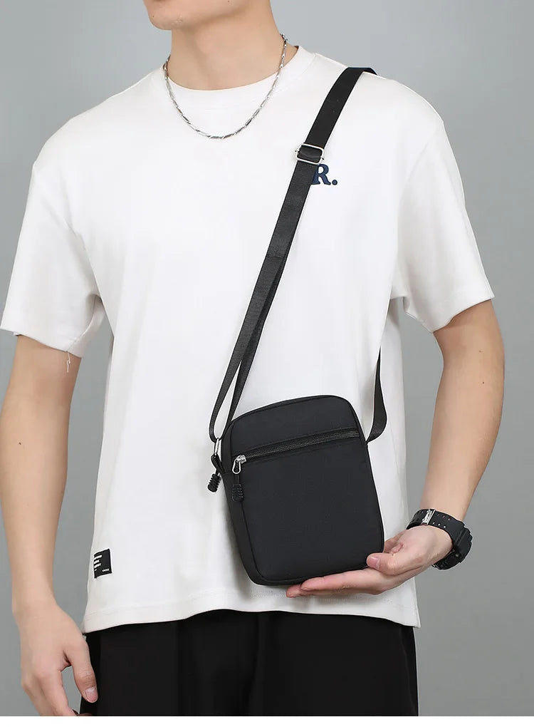 Simple Casual Mini Crossbody Bag Men Nylon Small Shoulder Bag For Men Oxford Black Messenger Side Sling Bag Husband Chest Bag