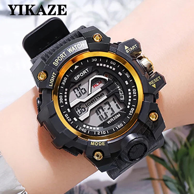 YIKAZE Y03 Men's Digital Watch Waterproof Luminous Men Sports Watches Date Army Military Electronic Wristwatch Relogio Masculino