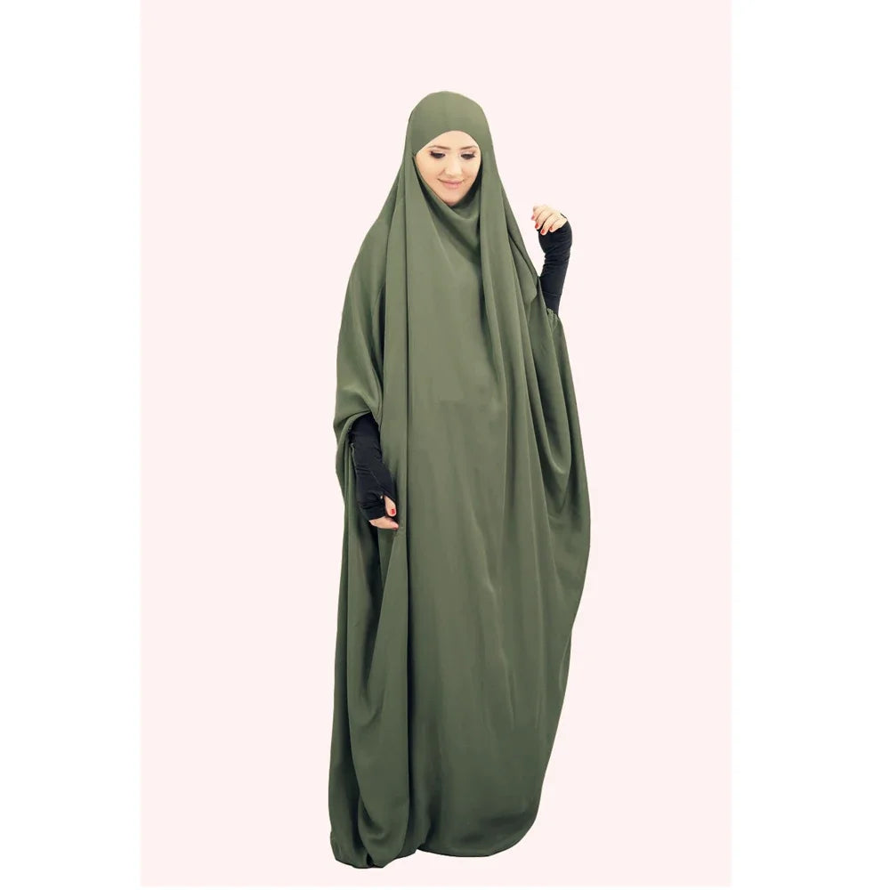 Eid Hooded Muslim Women One Piece Robe Long Khimar Hijab Dress Prayer Garment Abaya Ramadan Gown Abayas Islamic Clothes Niqab