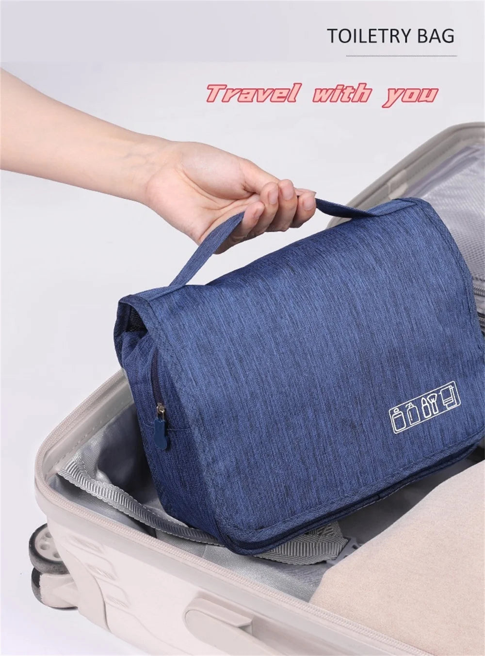 Portable Toiletry Washbag with Hanging Hook Waterproof Women Bathroom Cosmetic Storage Bag Large Capacity Travel Men Makeup Case