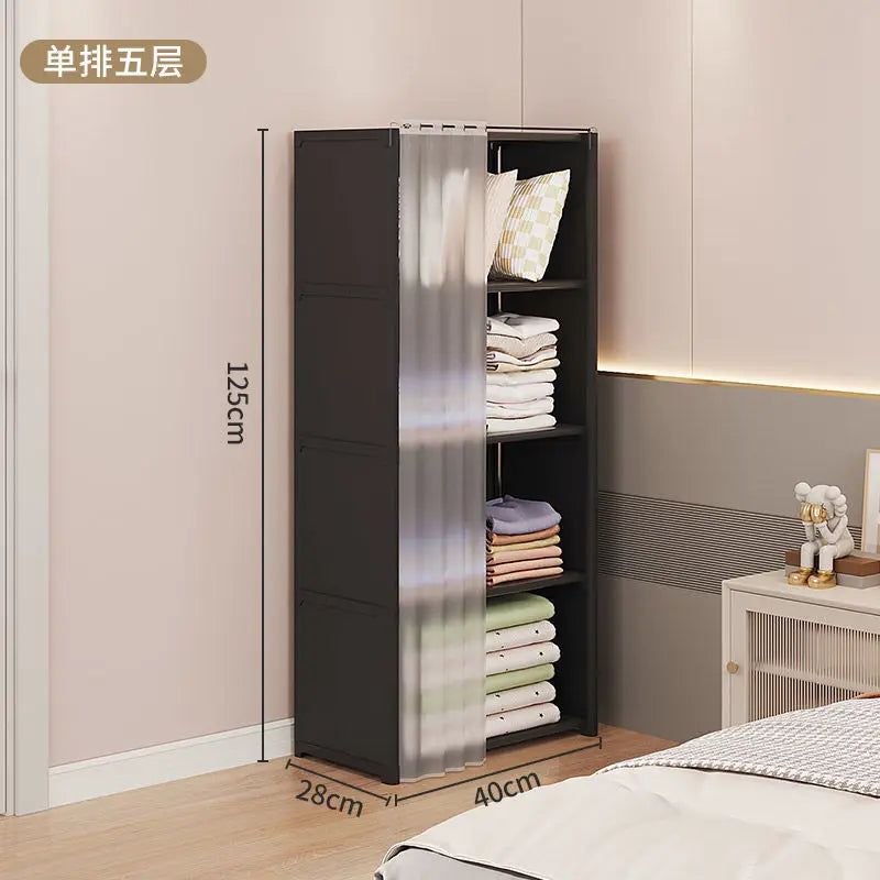 5/6 Layers Dustproof Simple Wardrobe Home Bedroom Dormitory Plastic Multi-Layer Clothing Quilt Toys Books Debris Storage Cabinet