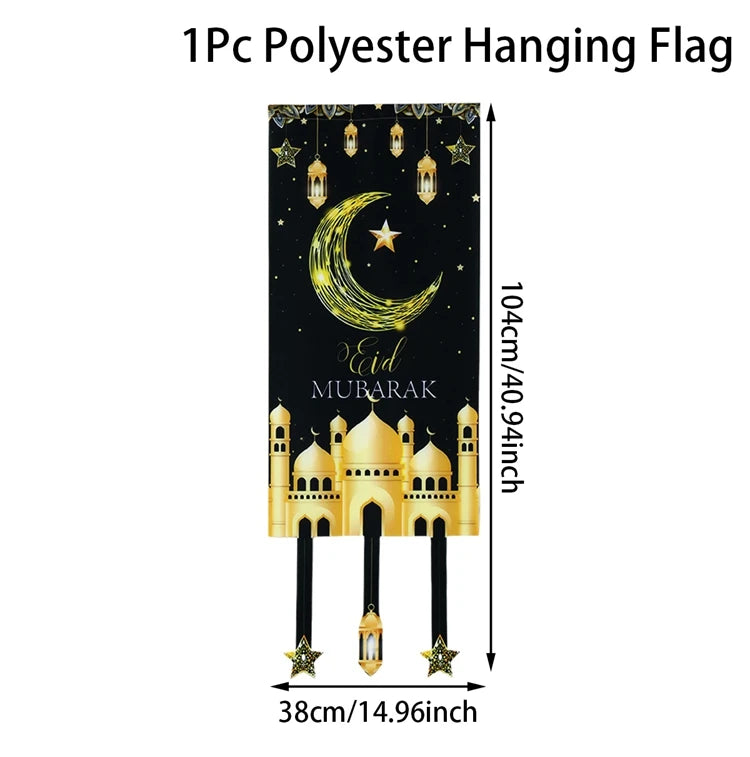 Ramadan Decoration Hanging Flag Eid Mubarak Decor 2025 for Home Islamic Muslim Party Decor Ramadan Kareem Eid Al-Fitr Gift