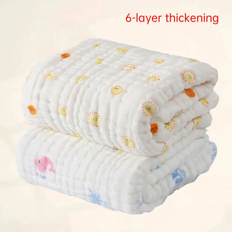 Baby BathTowel Boys Girls 100% Cotton Children Baby Towels Blanket For Newborn Bathrobe 6 Layers Gauze Washcloth Infant Swaddle