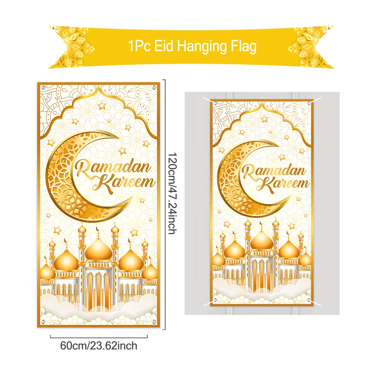 Ramadan Hanging Flag Ramadan Decoration For Home 2024 Kareem Aid EID Mubarak Muslim Islamic Festival Eid Al-fitr Party Supplies