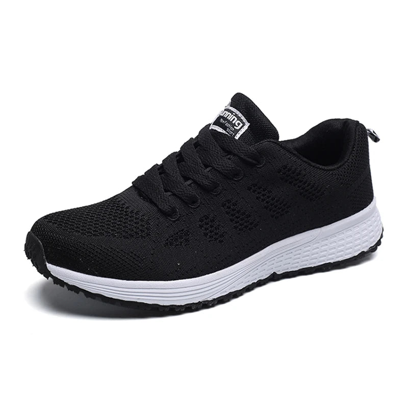 Women's Sneakers 2024 New Fashion Breathable Solid Color Walking Sneakers Women Mesh Fabric Lace Up Shoes Women Female Footwear