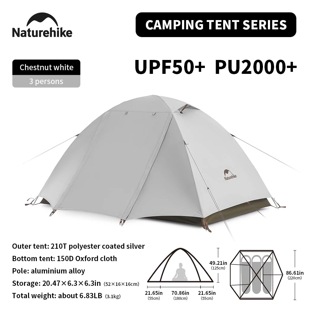 Naturehike Camping Tent 2-3 People Waterproof UPF50+ Camping Tent Outdoor Ultralight Portable Hiking Trekking Sun Shelter