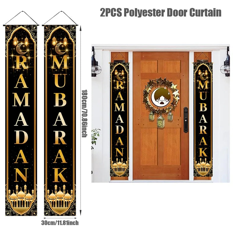 Eid Mubarak Door Banner Ramadan Decoration 2025 for Home Mubarak Ramadan Kareem Islamic Muslim Party Decor  Eid Al Adha Gifts