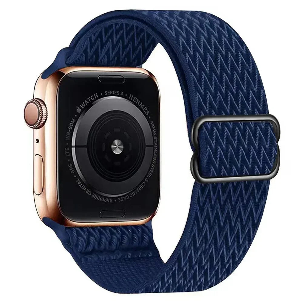 Bohemian Nylon Strap for Apple Watch ultra 2 49mm 41mm 45mm 38/40/44mm Elastic Shiny Bracelet iWatch Series 9/8/7 6 5 4 Se Band