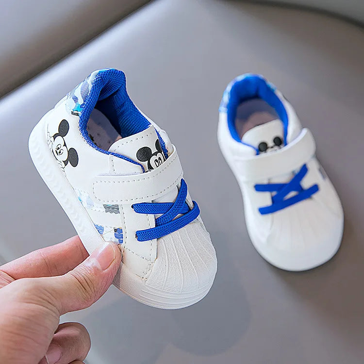 Disney White Casual Shoes For Baby Boy Girl Brand Children Sneaker Mickey Mouse Kids Sports Shoes Toddler Walking Shoes Size 25