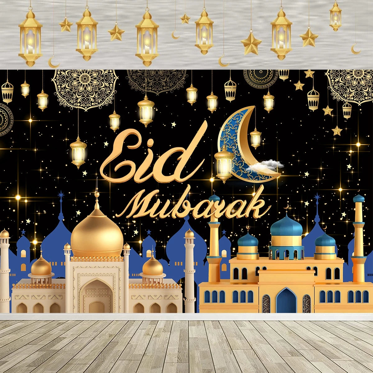 Ramadan Kareem Backdrop Eid Mubarak Background Photo Booth Ramadan Decoration For Home 2025 Islam Muslim Party Supplies