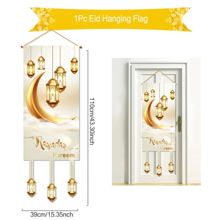 Ramadan Decoration Hanging Flag Eid Mubarak Decor 2025 for Home Islamic Muslim Party Decor Ramadan Kareem Eid Al-Fitr Gift