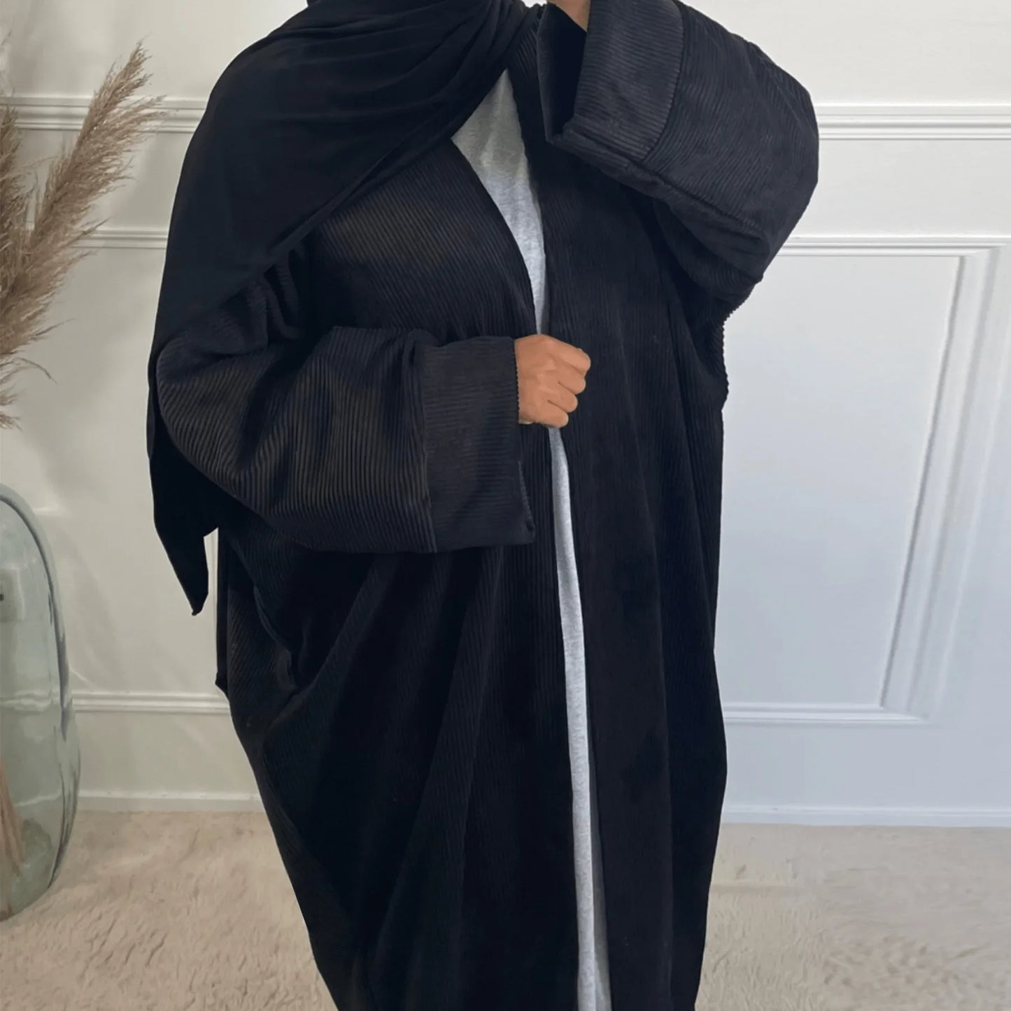 Warm Winter Abayas Muslim Women Corduroy Abaya 2023 New Modest Dress Thicked Solid Color Long Robe Female Islam Clothing