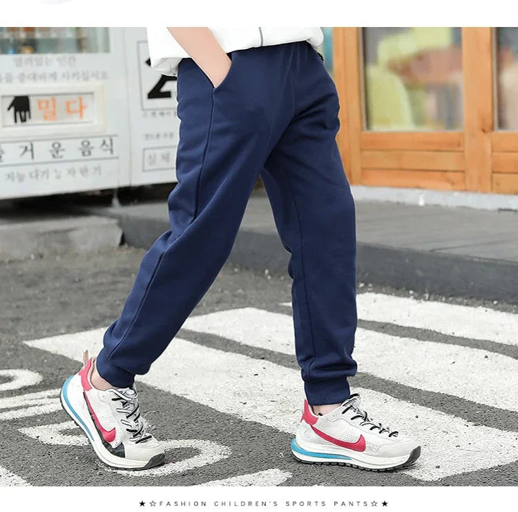 Autumn Winter Kids Teenage Boys Casual Sport Pants Fleece Trousers Jogger Pant for Children Loose Sweatpant Warm Boys Clothes