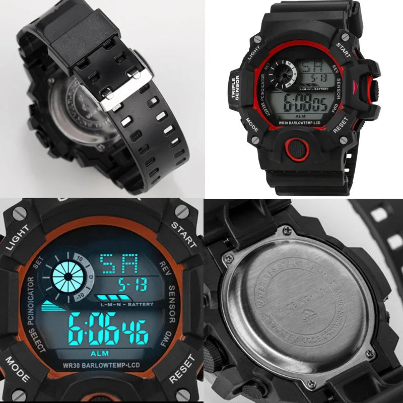 YIKAZE Men's LED Digital Watch Men Sport Watches Fitness Electronic Watch Multifunction Military Sports Watches Clock Kids Gifts