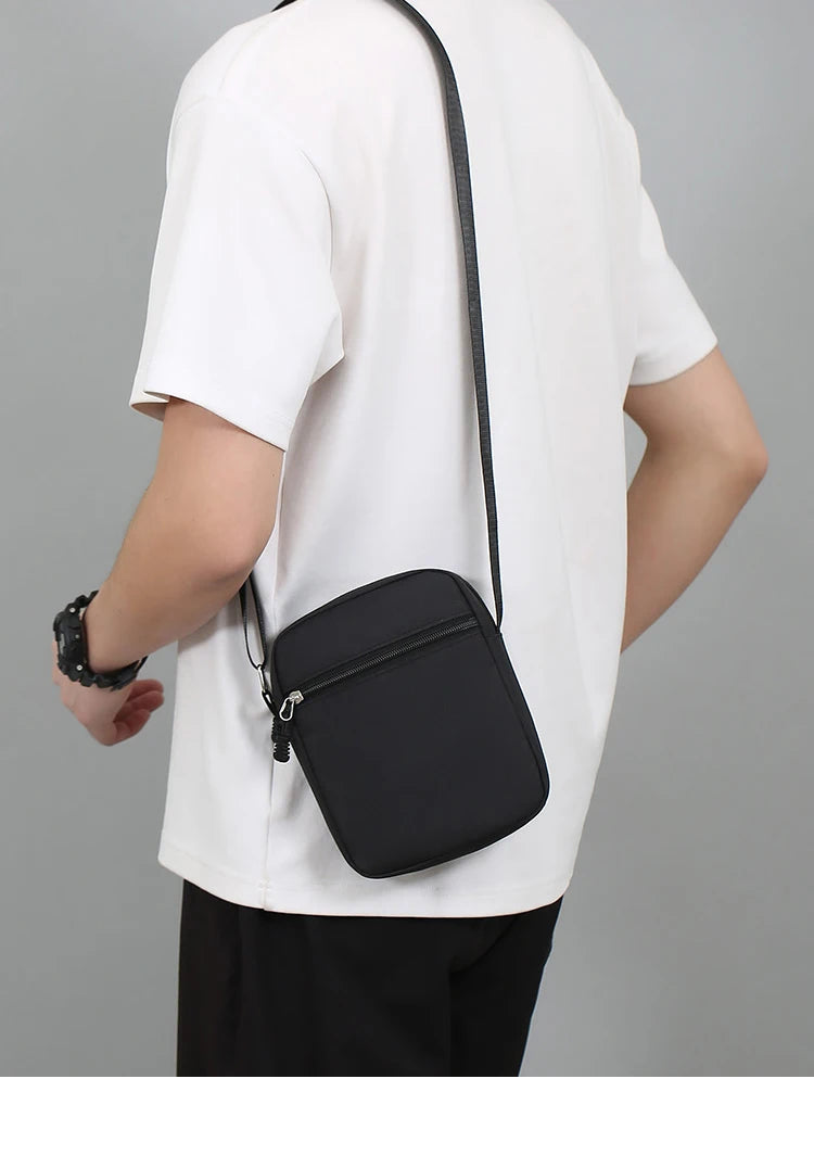 Simple Casual Mini Crossbody Bag Men Nylon Small Shoulder Bag For Men Oxford Black Messenger Side Sling Bag Husband Chest Bag