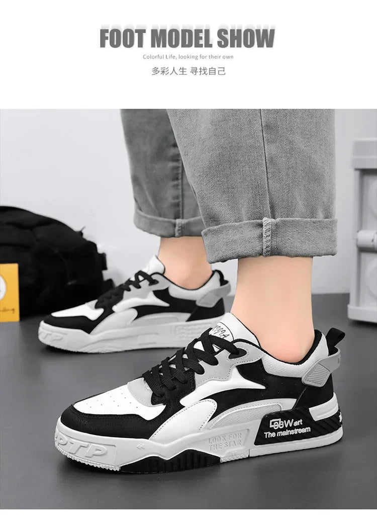 New Autumn Men's Sneakers Men's Comfortable Platform Shoes 2023 Trend Lace-up Vulcanized Shoes White Casual Sneakers Zapatillas