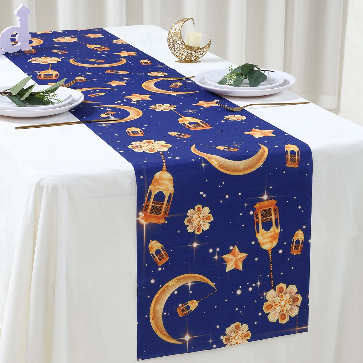 Ramadan Kareem Polyester Table Runner Ramadan Decoration For Home 2025 Islamic Muslim Party Supplies Ramadan Gift EID Al  Adha