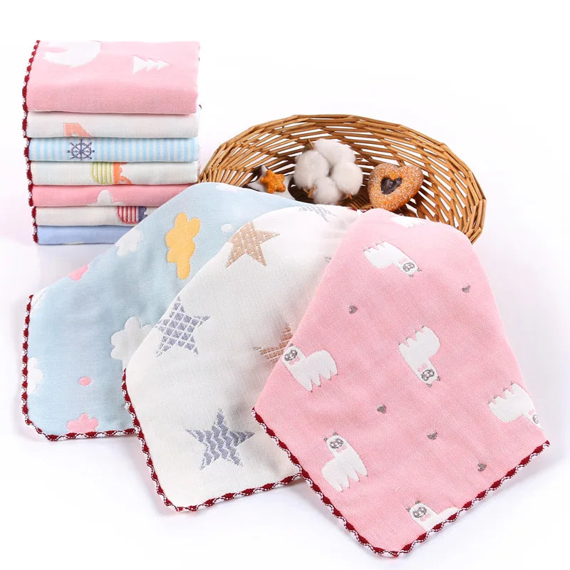 5PCS Baby Towel Bath Towels 100% Cotton Face Washcloth Muslin Squares Hand Wipe Gauze Newborn Bathing Feeding Kids Handkerchief