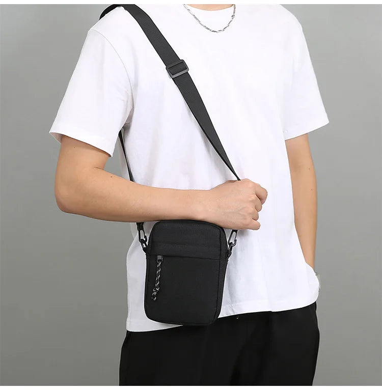 Messenger Sling Bags For Men Casual Canvas Small Zipper Crossbody Pouch Simple Small Crossbody Shoulder Bag Mini Men Phone Bag