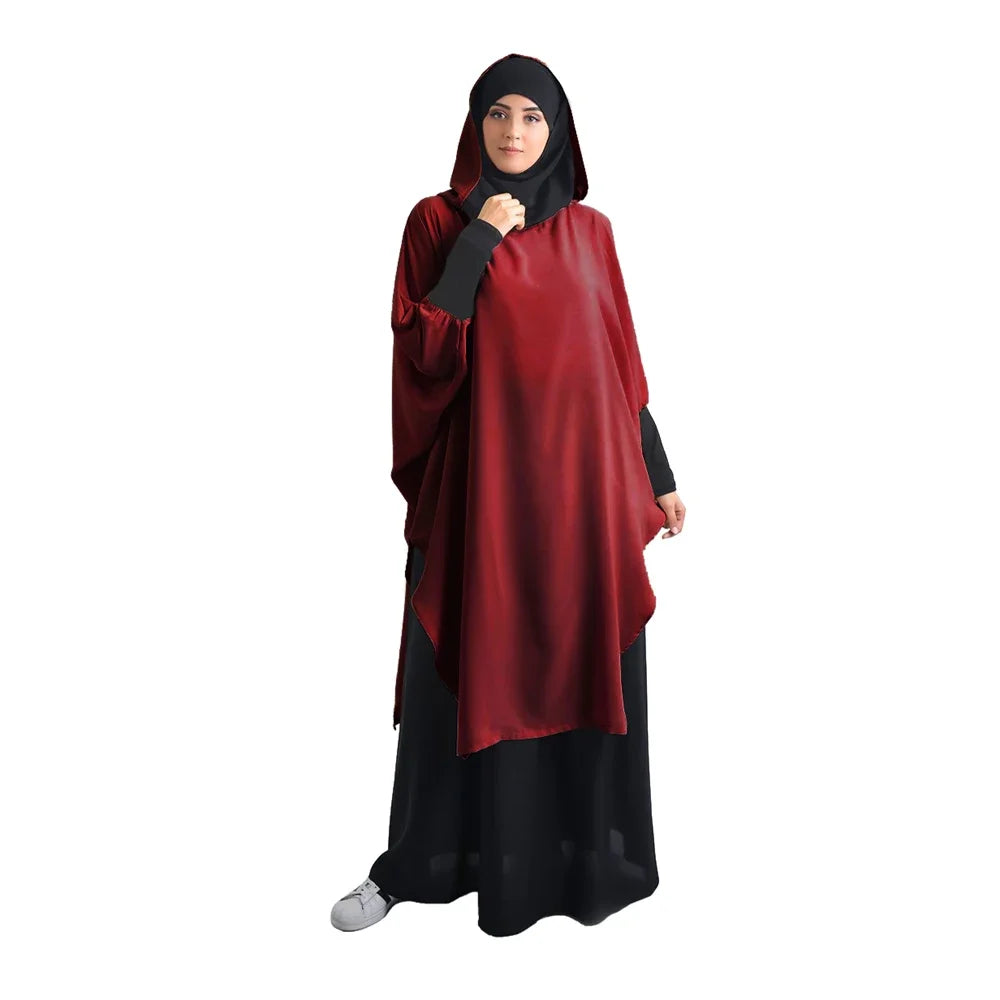 Solid Color Muslim Women Islamic Prayer Garment Worship Services Khimar Robe Abaya Top Large Robe Arab Loose Ramadan Islamic