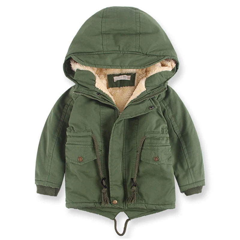 Children Winter Fleece Outdoor Jackets for Boys Hooded Warm Kids Boy Outerwear Windbreaker Autumn Casual Baby Boy Coats Clothing