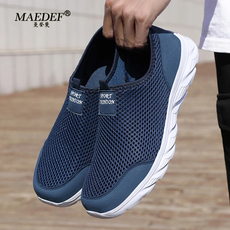 MAEDEF Sneakers Men Summer Casual Shoes Men Mesh Breathable Outdoor Non Slip Sports Shoe Slip on Loafers for Men Plus Size 38-46