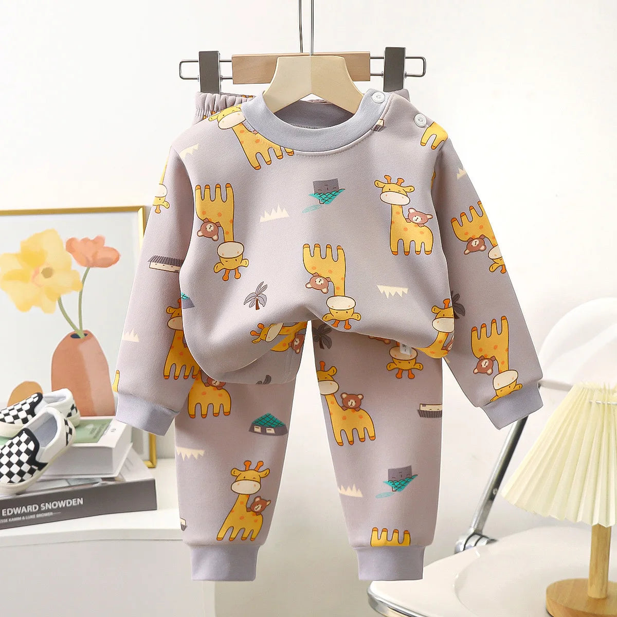 Children's Autumn Clothing Set Baby Pajamas Baby Clothes Boys and Girls Autumn and Winter Cashmere and Thick Home Wear