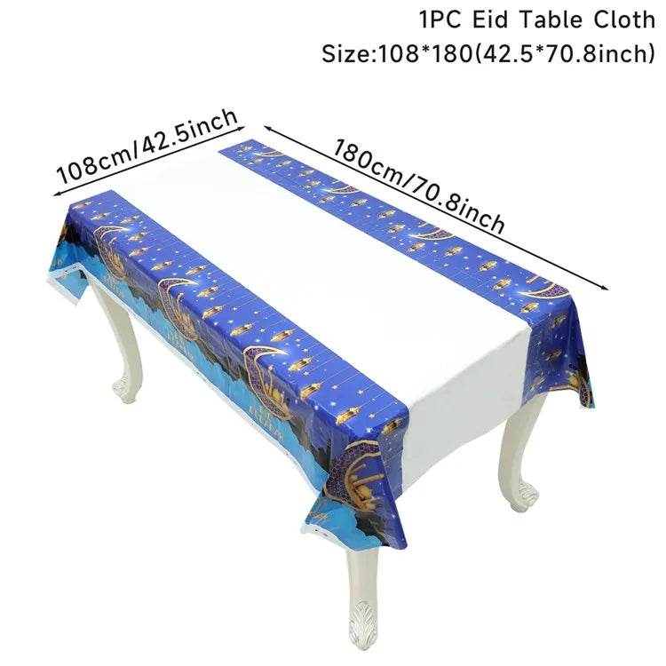 Eid Mubarak Tablecloth Ramadan Table Runner Ramadan Kareem Decor for Home 2025 Islamic Muslim Party Supplies Eid Al Adha Gifts