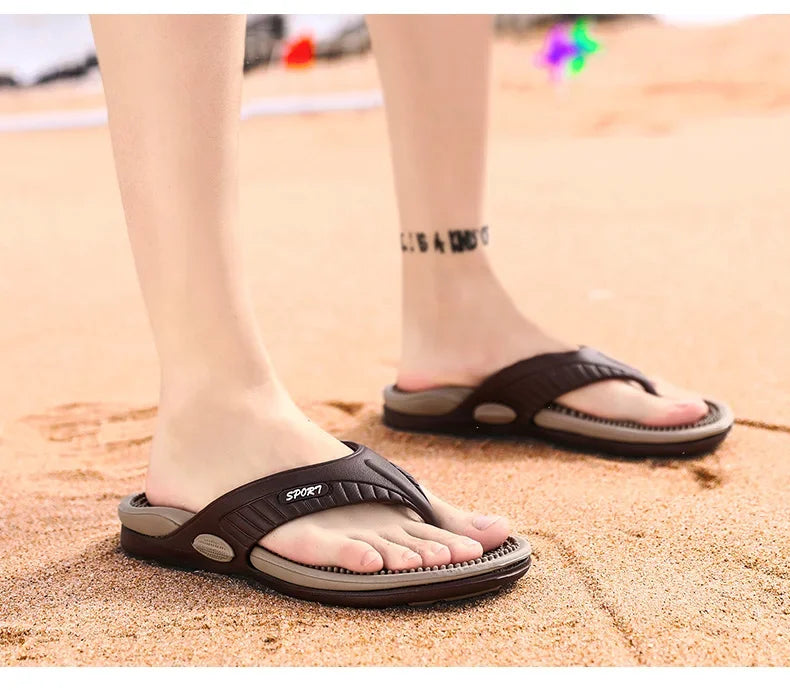 Massage Flip Flops for Men Summer Breathable Beach Shoes Sandals Men Luxury Flip Flops Breathable Plus Big Size Men Slippers 46