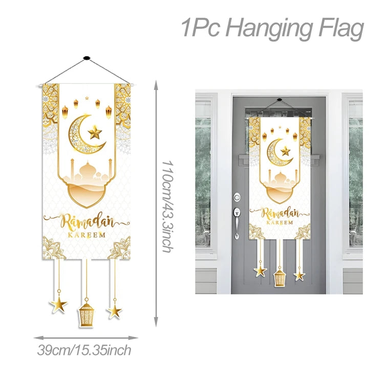 Ramadan Decoration Hanging Flag Eid Mubarak Decor 2025 for Home Islamic Muslim Party Decor Ramadan Kareem Eid Al-Fitr Gift