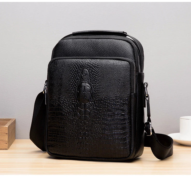 Luxury Brand Messenger Bag Men Leather Business Alligator Shoulder Bag Male Casual Sling Bag Crocodile Crossbody Bag For Men