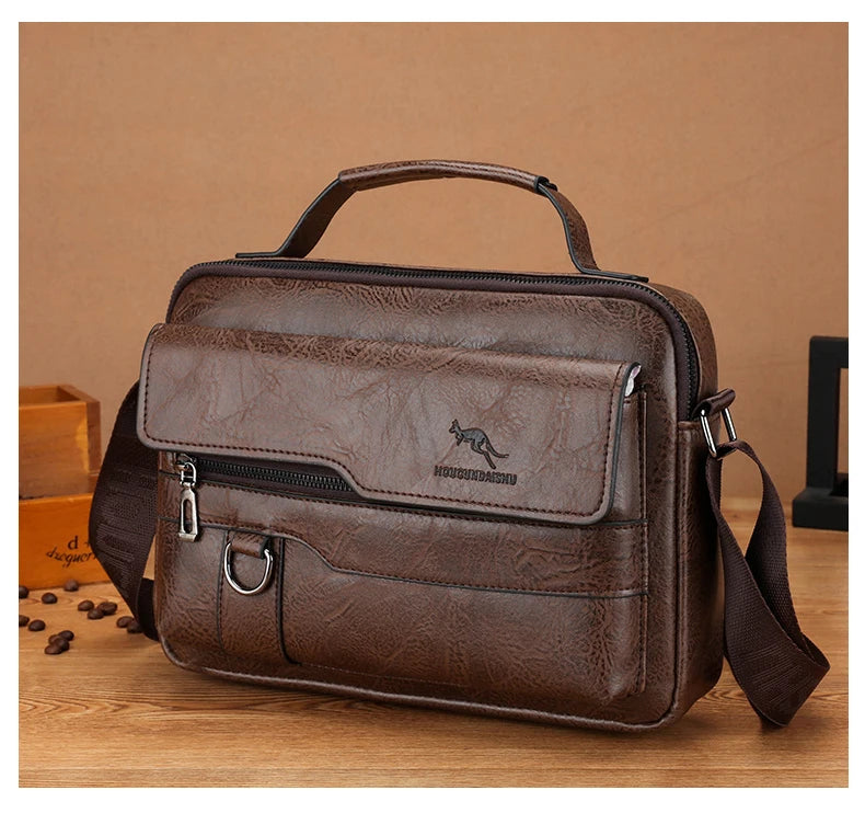 2024 New Men Crossbody Shoulder Bag For Husband Gift PU Leather Men Office Tote Business Messenger Side Bag Male Handbags