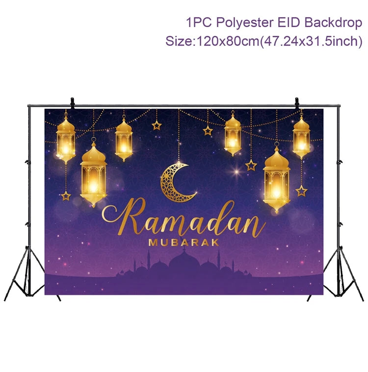 Ramadan Kareem Backdrop Eid Mubarak Background Photo Booth Ramadan Decoration For Home 2025 Islam Muslim Party Supplies