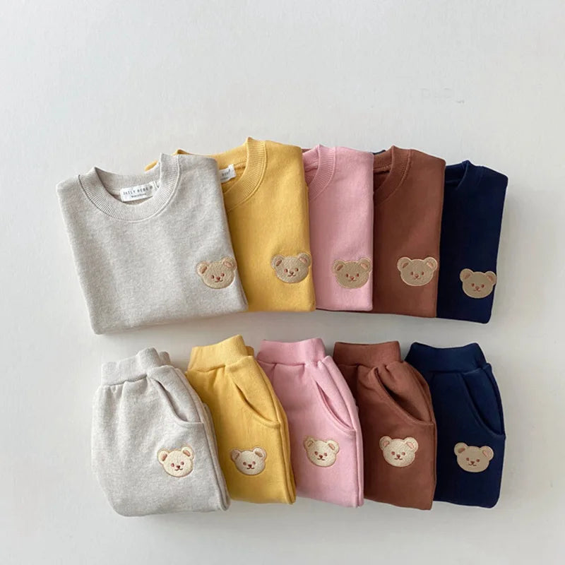 Sweatshirt+ Pants 2Pcs Suits 2024 Fashion Toddler Baby Clothes Sets Cartoon Bear Autumn Kids Outfits Set Christmas Gift