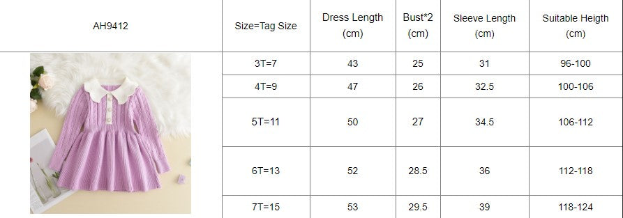 Winter Girls Knitting Wool Long Sleeve Dress Autumn Girls Baby Ruffle Knitted Princess Sweater Dress Casual Clothes