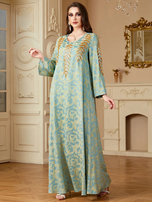 Eid Mubarak Party Dress Embroidery Abayas for Women Muslim Turkey Kaftan Eid Ramadan Dresses Marocain Djellaba Caftan Islam Robe