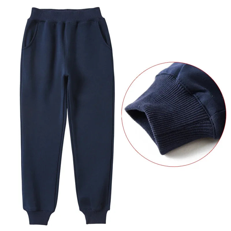 Autumn Winter Kids Teenage Boys Casual Sport Pants Fleece Trousers Jogger Pant for Children Loose Sweatpant Warm Boys Clothes