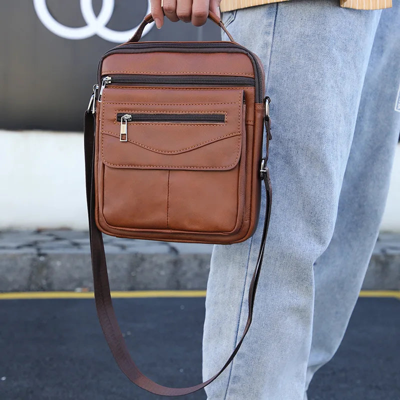 Genuine Leather Men Shoulder Bag Vintage Crossbody Bag For Men