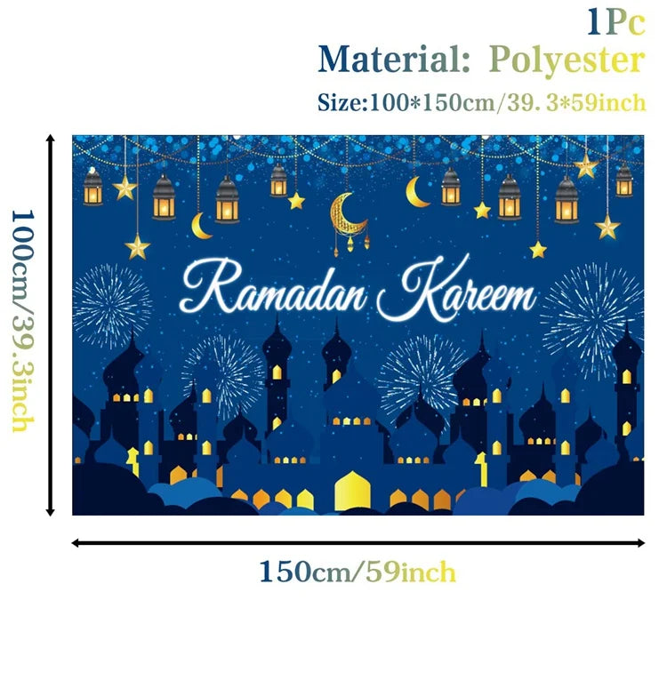 Ramadan Kareem Backdrop Eid Mubarak Background Photo Booth Ramadan Decoration For Home 2025 Islam Muslim Party Supplies