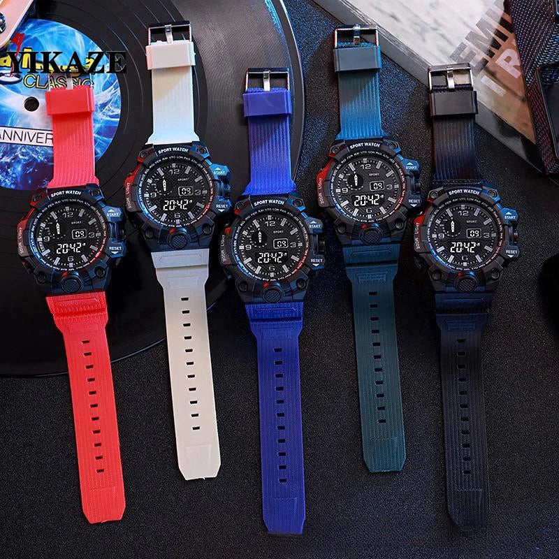 YIKAZE Y02 Sports Men's Watches Multifunction Military Digital Wristwatch Stopwatch Clock LED Electronic Watch for man Student