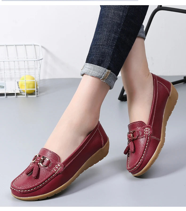 Women Flats Leather Woman Casual Shoes outdoors Slip-on Loafers Female Boat Shoes Fashion Comfortable Ballet Flat Big Size