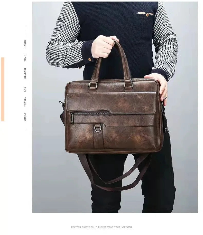 Luxury Brand Business Briefcase Men Leather Handbag For Man Messenger Shoulder Bag Office A4 Laptop Crossbody Bag MaleTote Bags