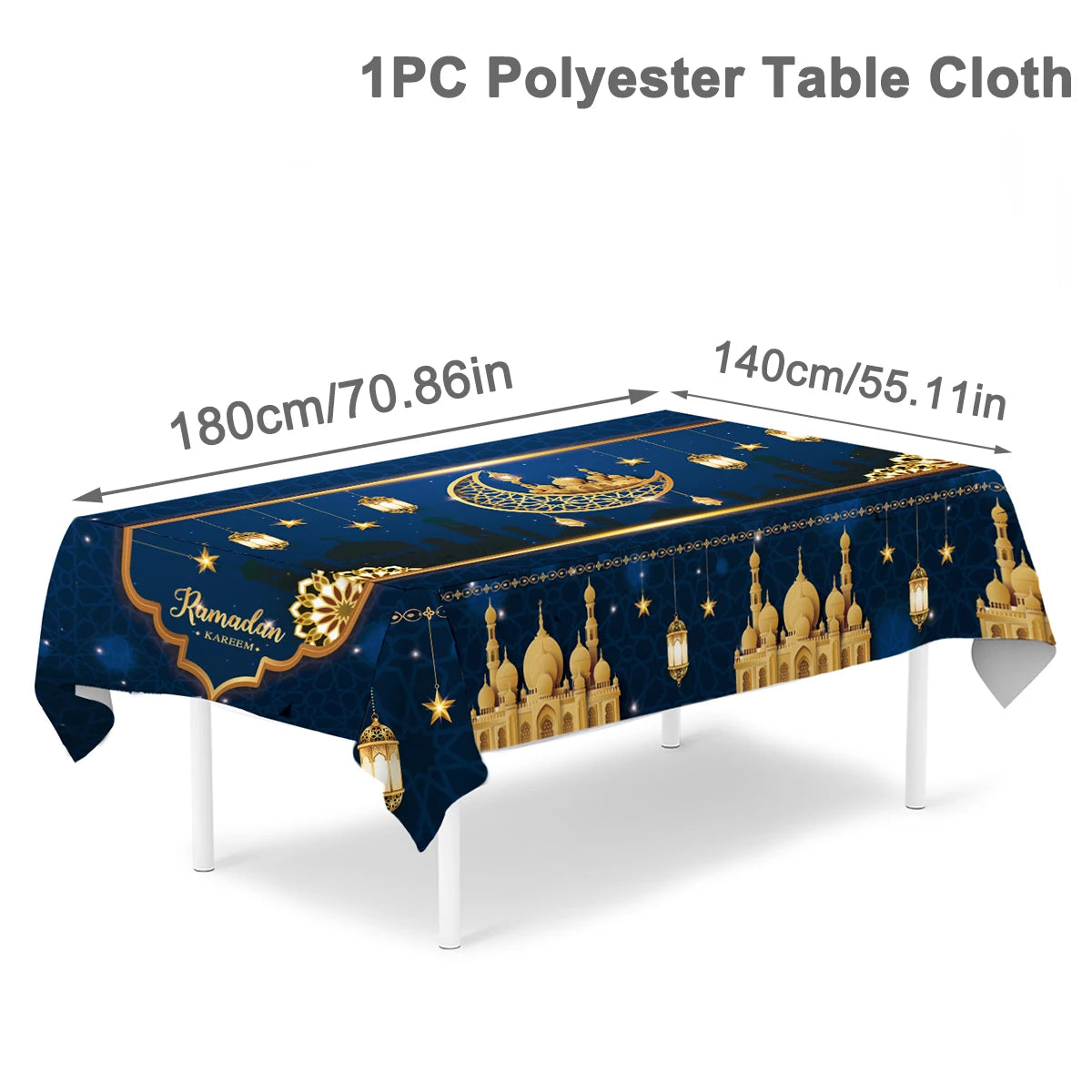 Eid Mubarak Tablecloth Ramadan Table Runner Ramadan Kareem Decor for Home 2025 Islamic Muslim Party Supplies Eid Al Adha Gifts