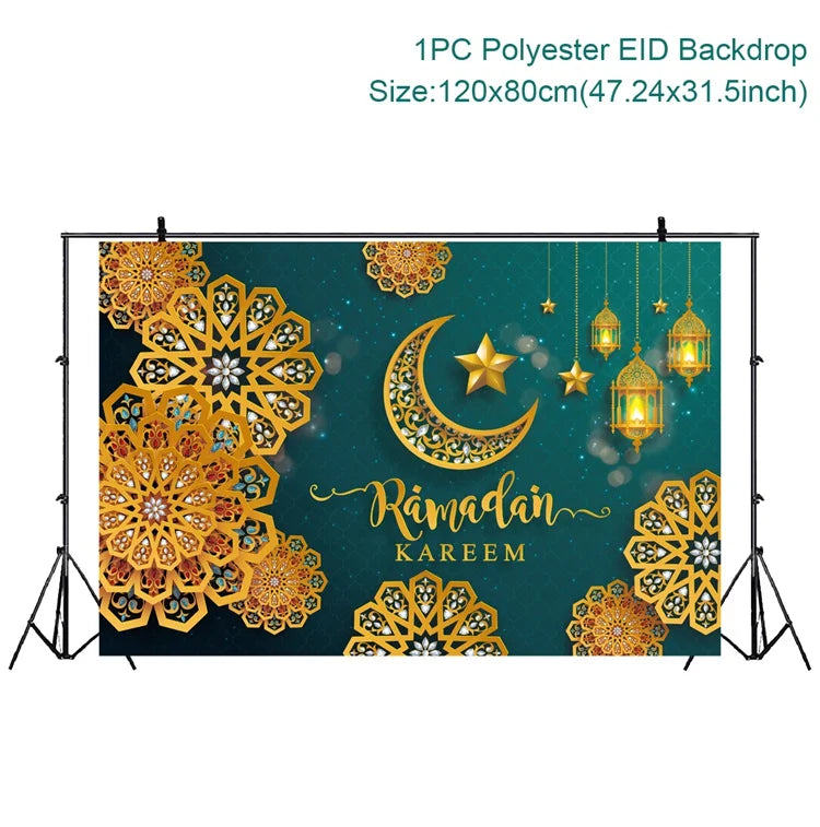 Ramadan Kareem Backdrop Eid Mubarak Background Photo Booth Ramadan Decoration For Home 2025 Islam Muslim Party Supplies