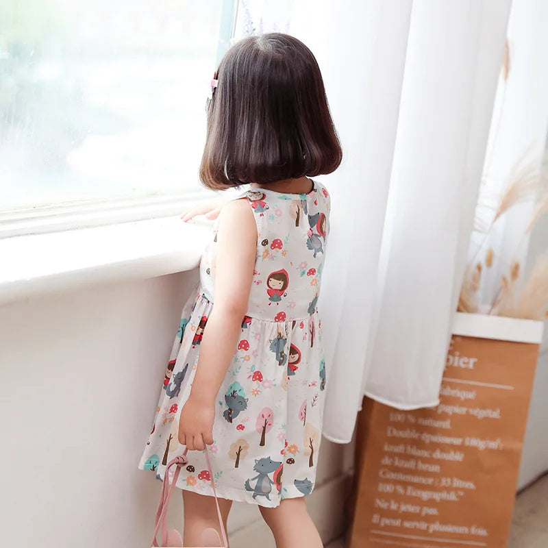 Girl Dress 100% Cotton Kids Summer Clothes Children Flower Dresses Sleeveless Cloth Princess Girls Party Fashion Outfit Clothing